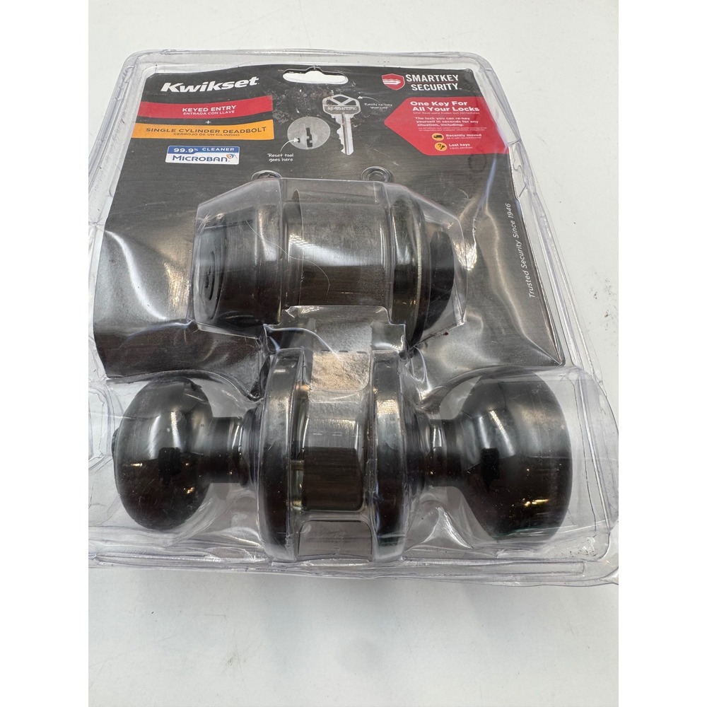 Kwikset 96900-427 SmartKey Single Cylinder Deadbolt & Knob Venetian Bronze